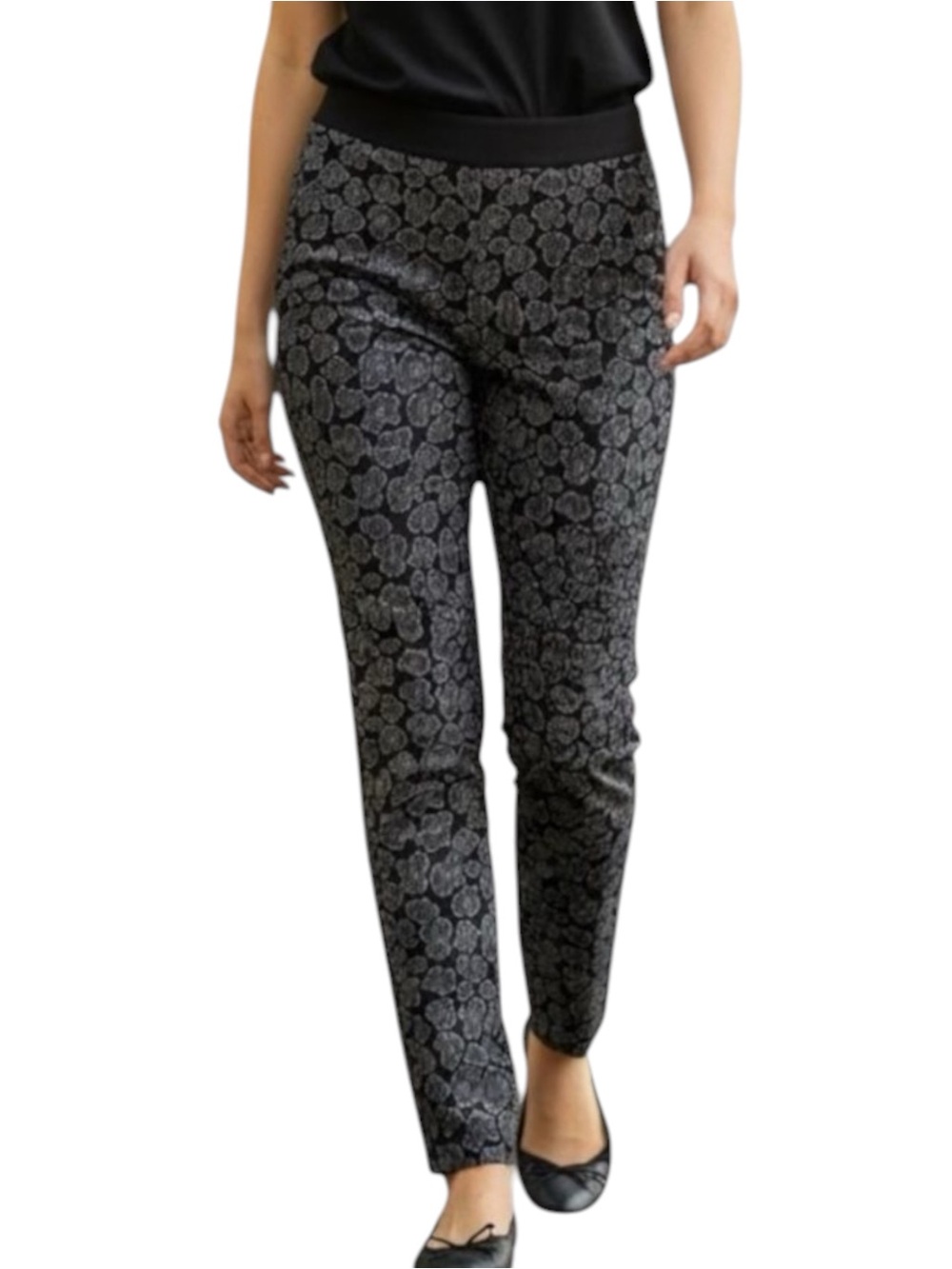 Marc Jacobs Black Gray Floral Slim Pants NWOT Size 4 Feminine Cottage